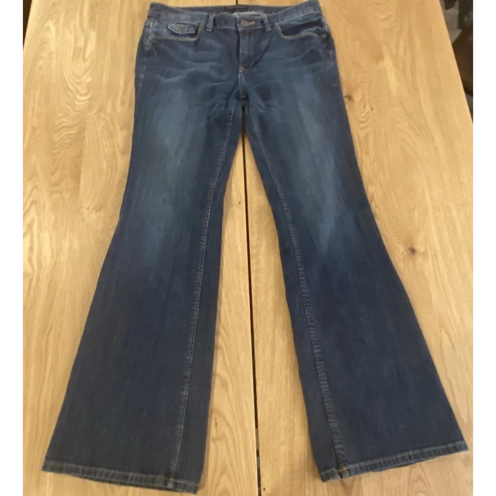 Banana Republic Women's‎ Flared Leg Jeans Dark Wash Slit Pocket